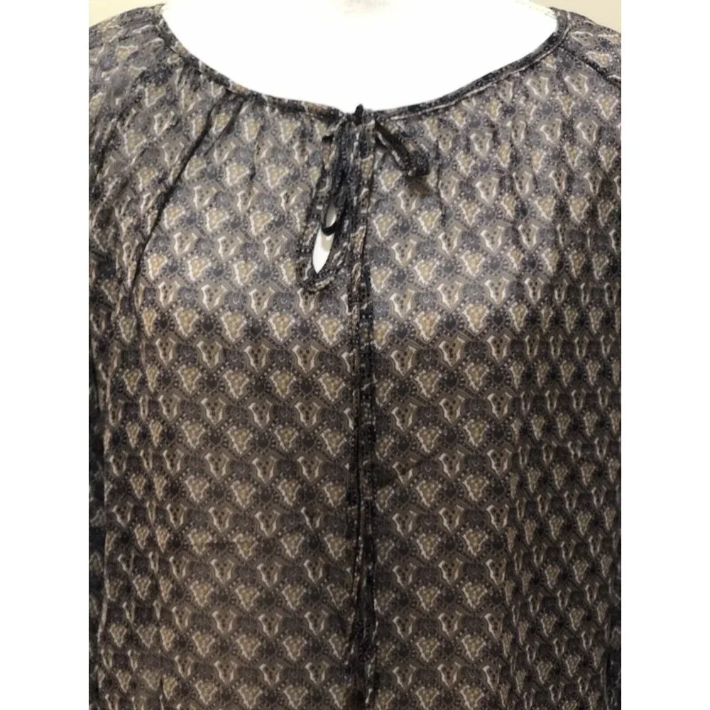 TCEC ~ Long Sleeve Blouse  ~ Size Small ~ Blue ~ Flare Sleeve ~ Shear - Picture 3 of 8